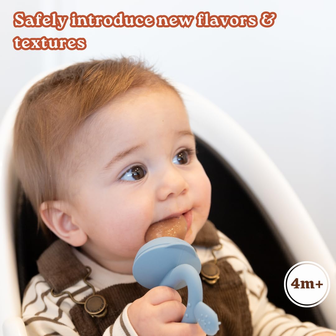 Haakaa Freeze-N-Feed Mini Combo sky blue color inspires sensory exploration at meals.