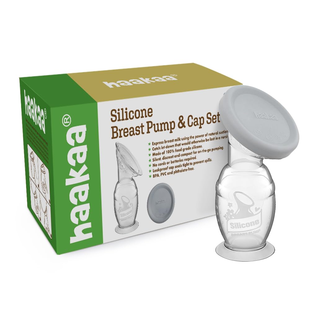 Haakaa Gen 2 suction base shown for stable, spill-free pumping.