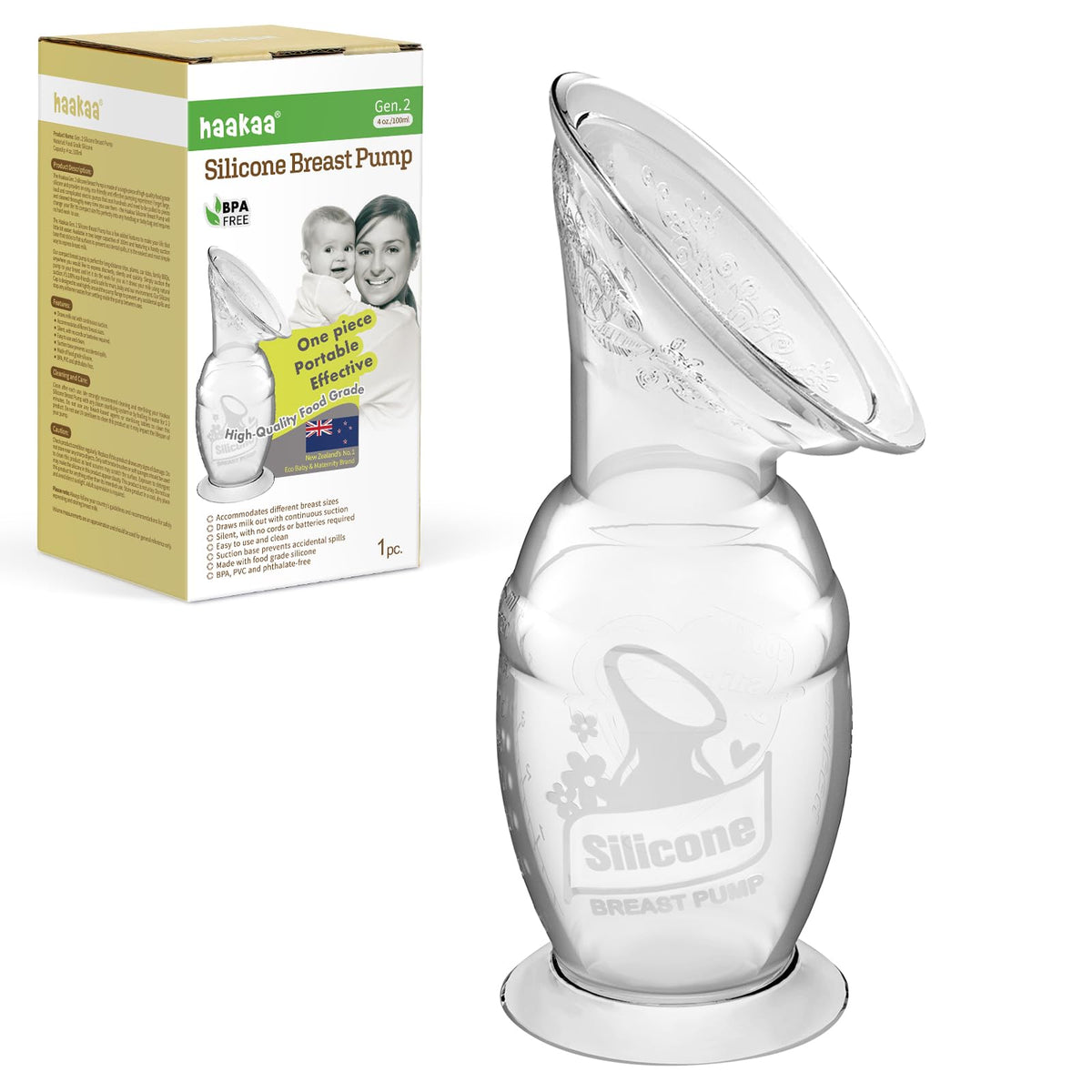 haakaa Gen2 manual breast pump with 100ml capacity in action for quick on-the-go milk collection