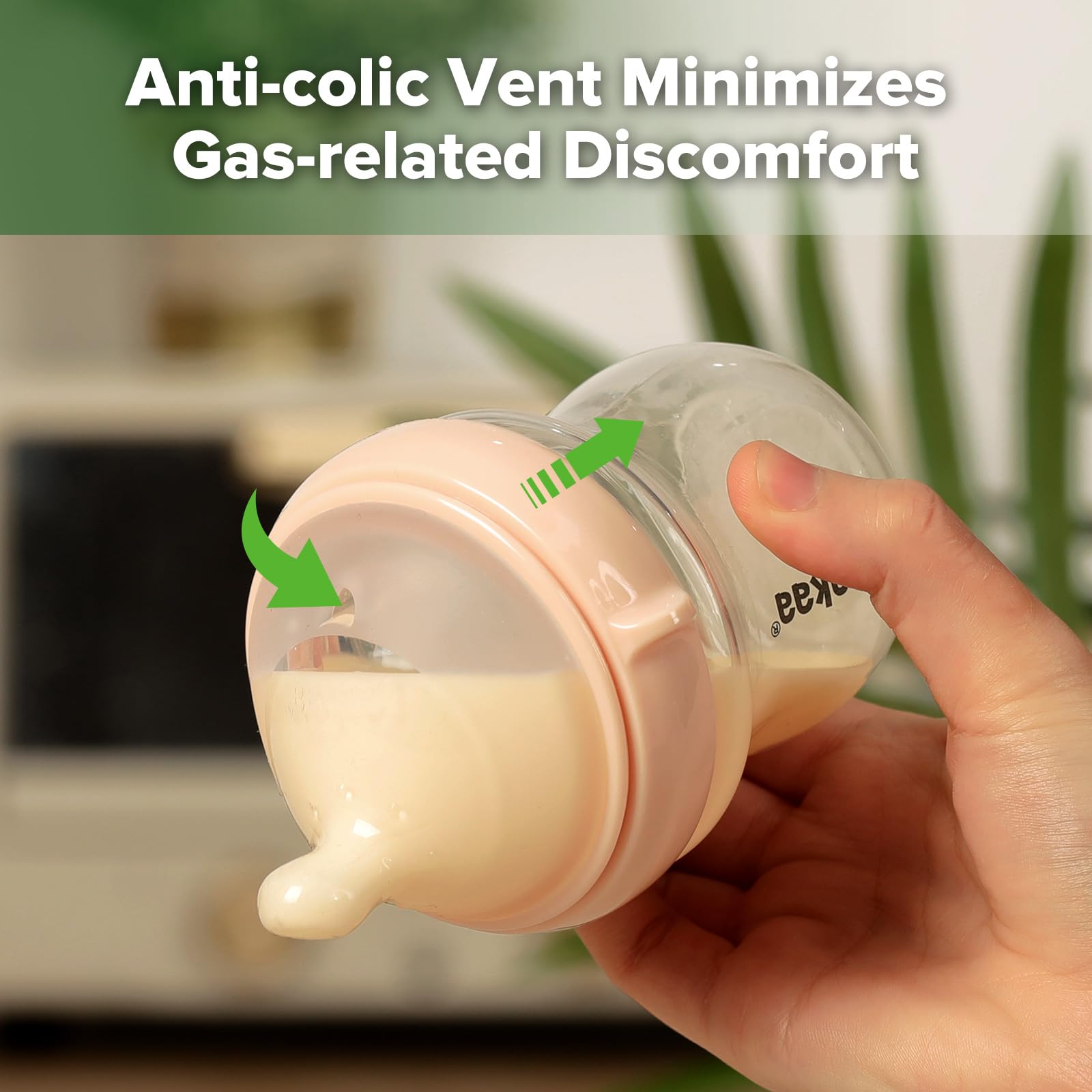 Haakaa Gen.3 anti-colic vents improve comfort during feeds.