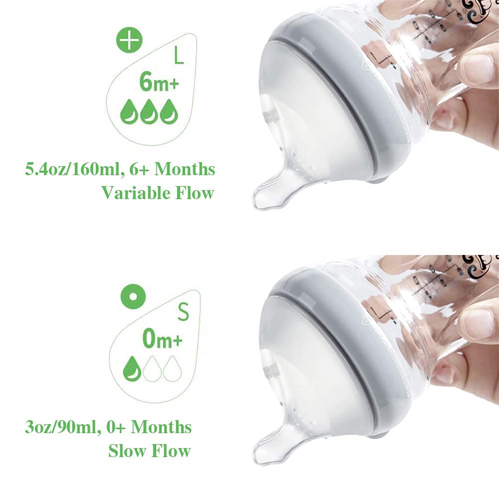 haakaa Gen3 wide-neck glass bottle with ergonomic grip for easy filling and cleaning