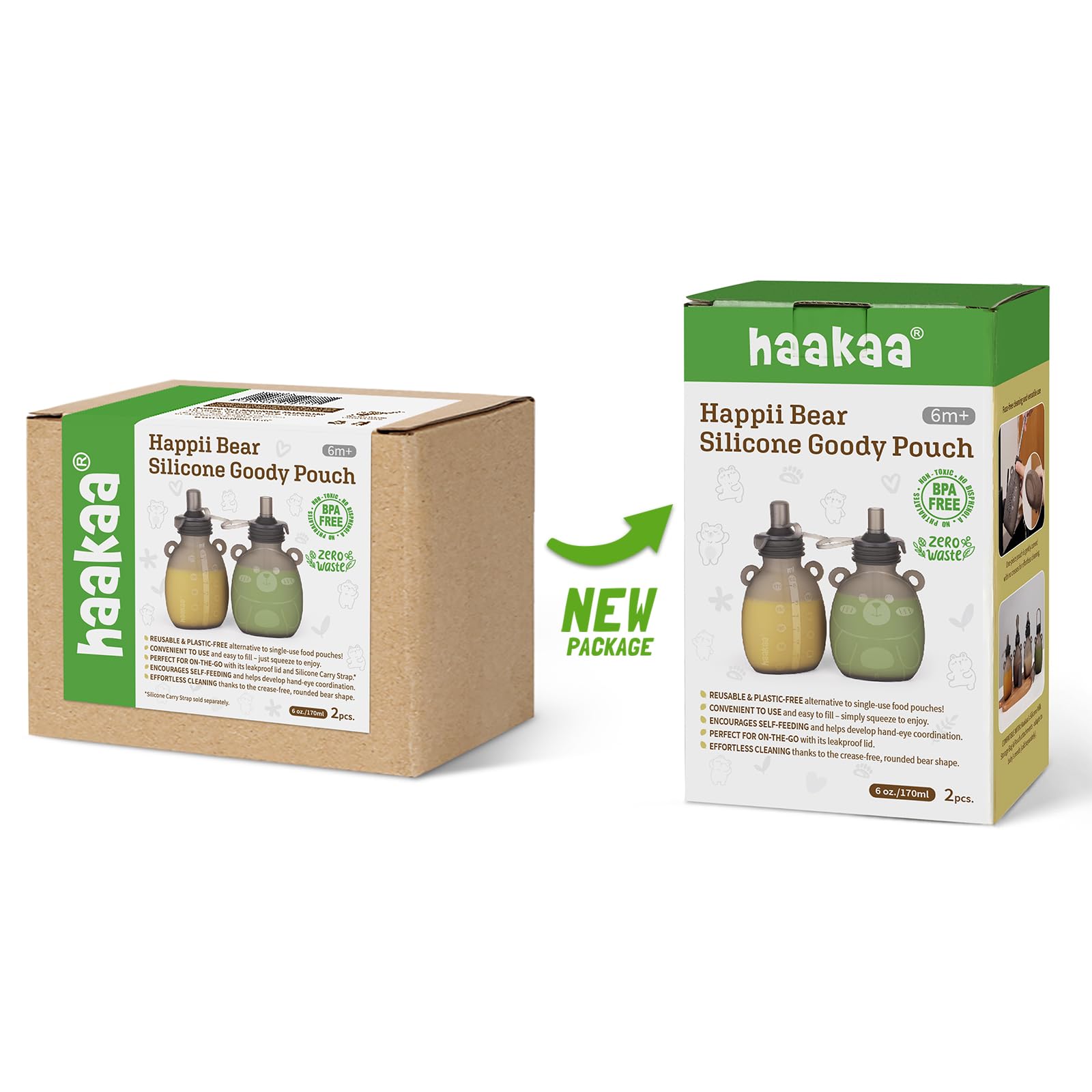 haakaa Happii Bear pouch 2-pack keeps snacks organized for families