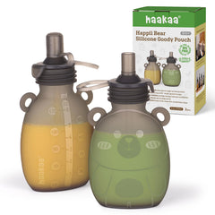 haakaa Happii Bear pouch bear-face close-up for kid-friendly snacks