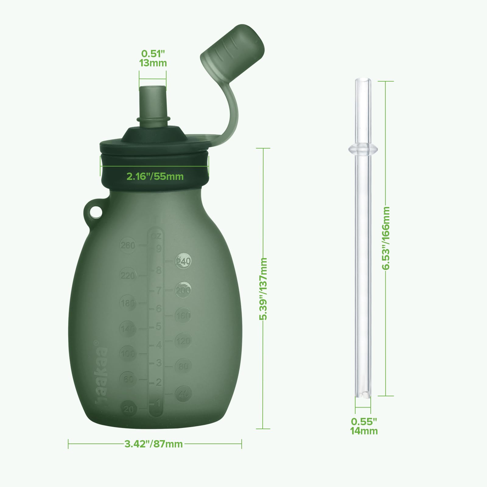 haakaa hippo pouch pea green color brightens meals.