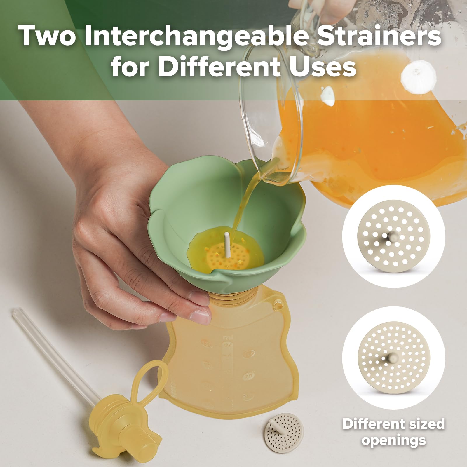 haakaa interchangeable strainers help texture control for smooth or chunky snacks