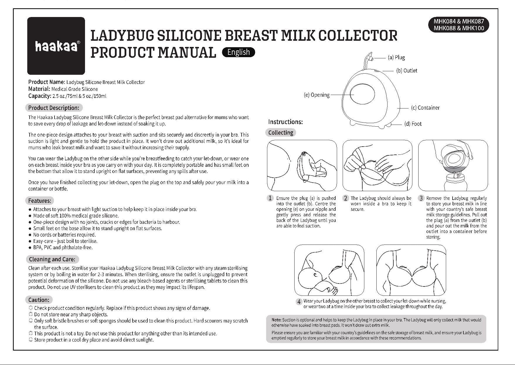 haakaa Ladybug cleaning with one-piece design simplifies care