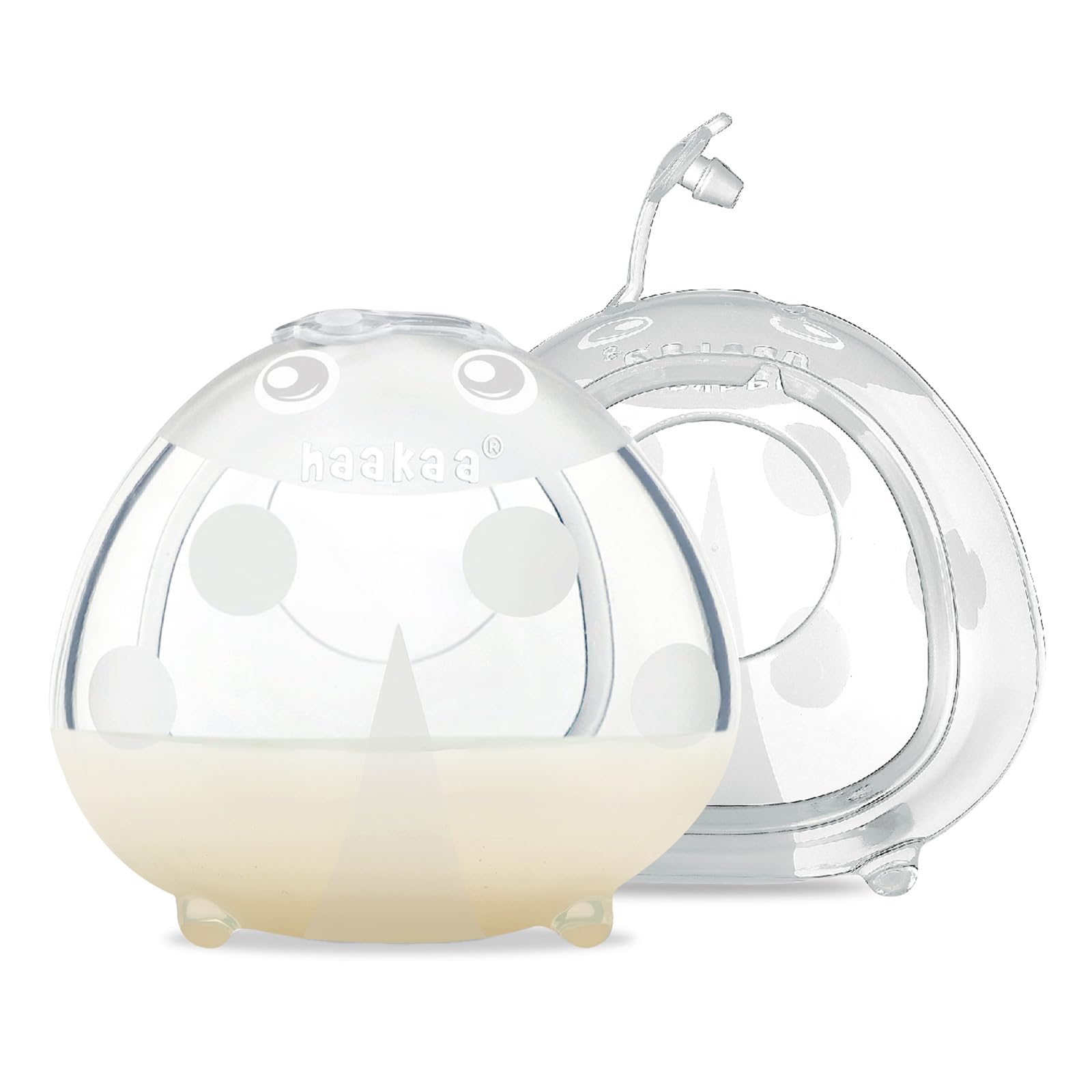 haakaa Ladybug Milk Collector worn inside bra for discreet let-down collection.
