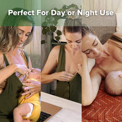 haakaa Ladybug Milk Collector for overnight use catches leaks while sleeping.