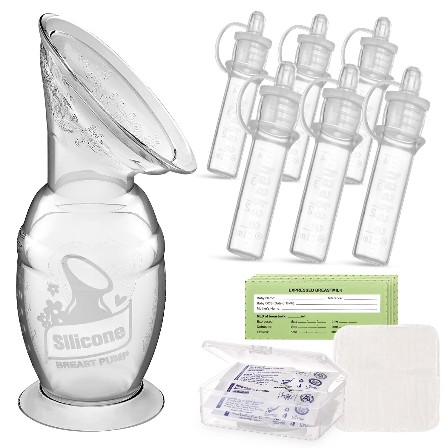 haakaa manual breast pump in action for convenient milk collection