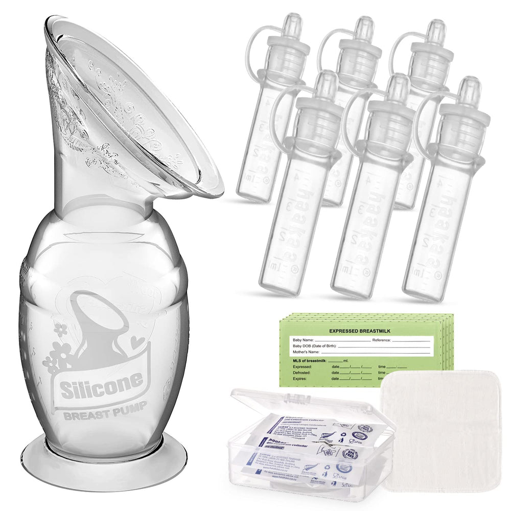 haakaa manual breast pump in action for convenient milk collection