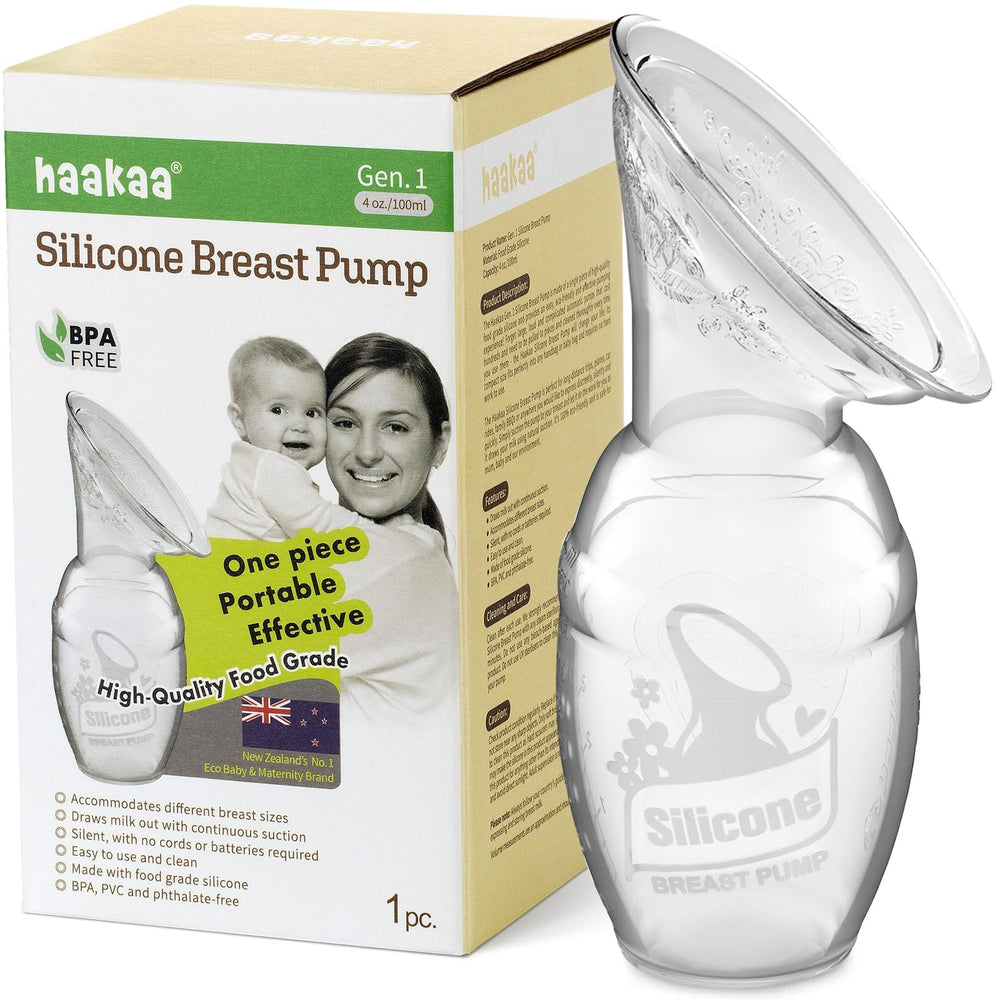 haakaa manual breast pump silicone clear 4oz bottle for easy milk collection