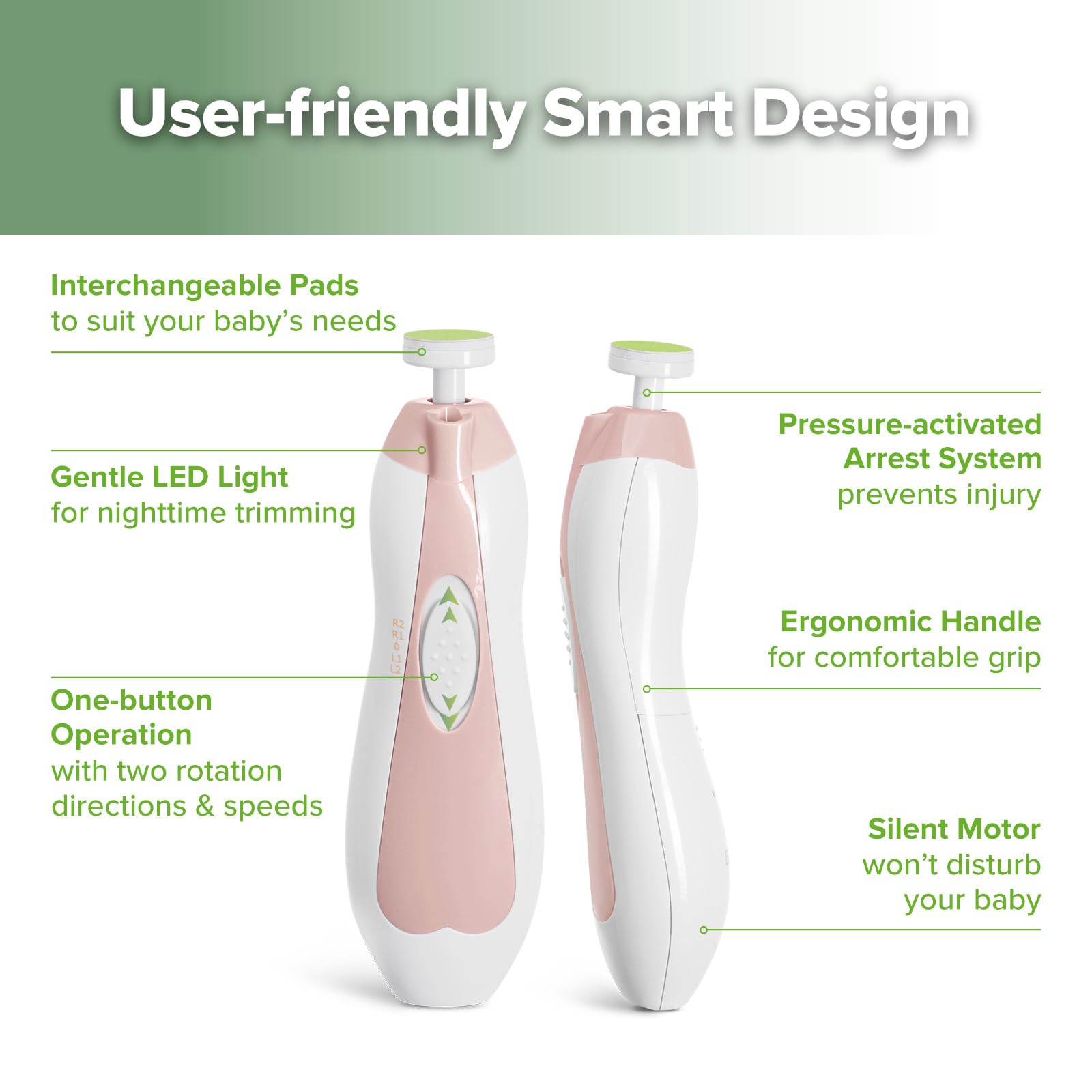 haakaa baby nail trimmer includes four baby pads and two adult-grade pads.