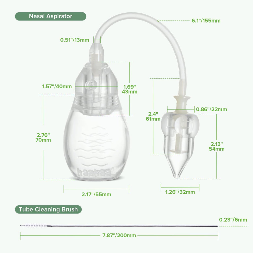 haakaa nasal aspirator being used on baby with gentle non-invasive relief