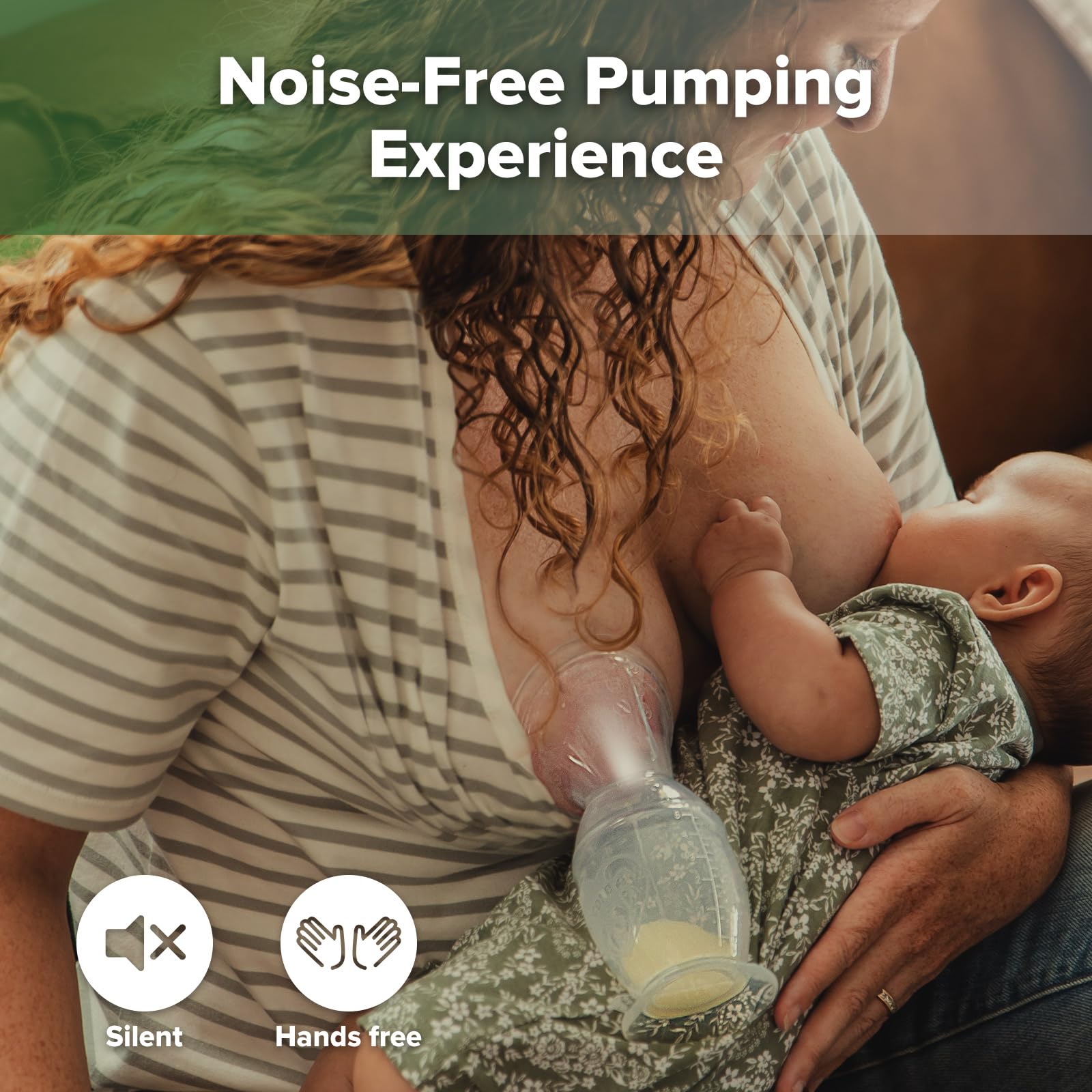 Haakaa new mum starter kit ergonomic-pump demonstrates quiet one-piece design.