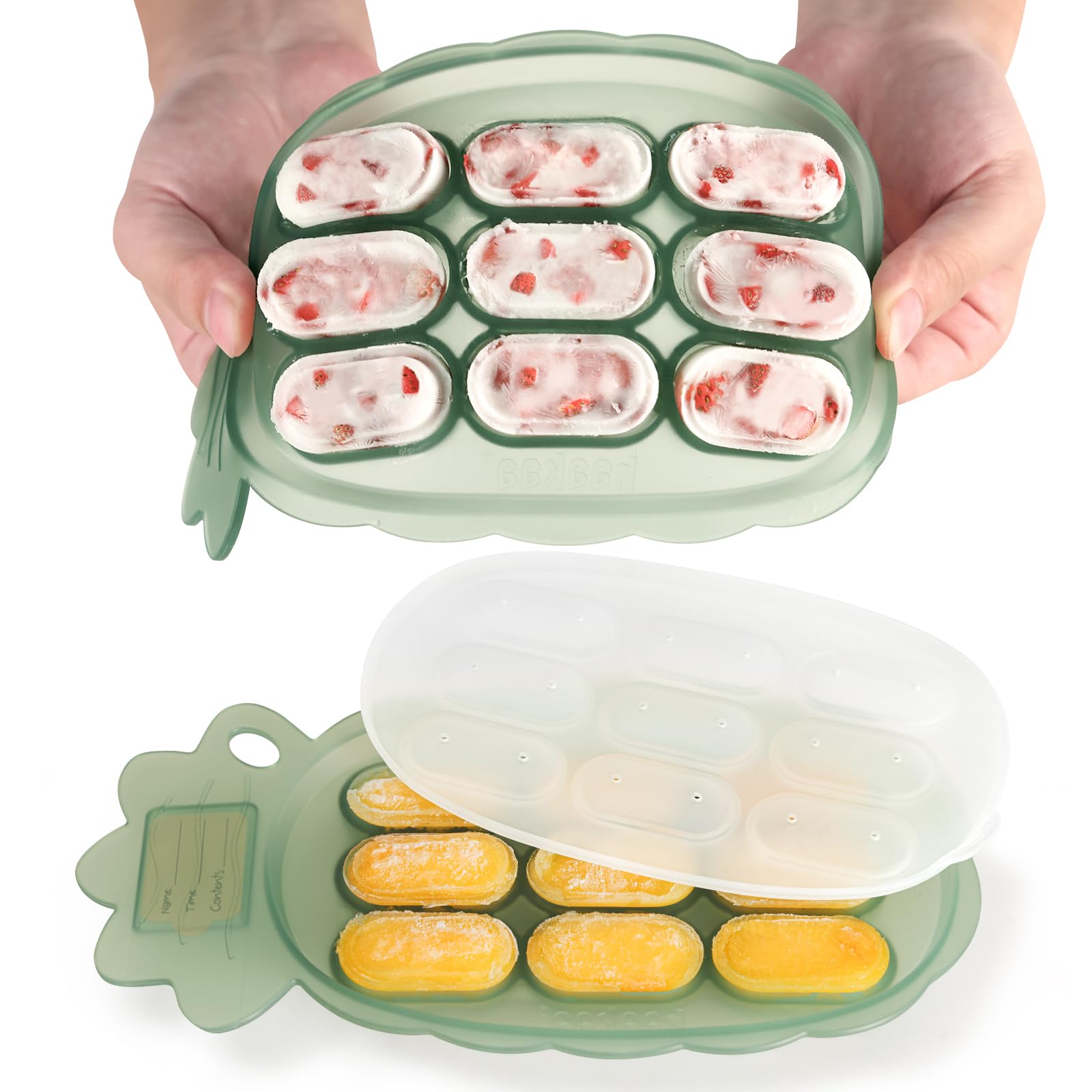 Haakaa Nibble Freezer Tray full product in green, versatile popsicle mold and baby food tray.