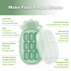 Haakaa Nibble Freezer Tray lid and label slot aid quick portioning and storage.