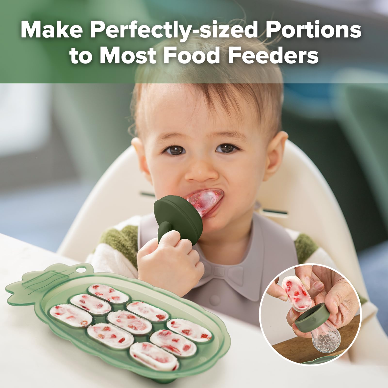 Haakaa Nibble Freezer Tray silicone close-up highlights soft, flexible silicone ideal for gums.
