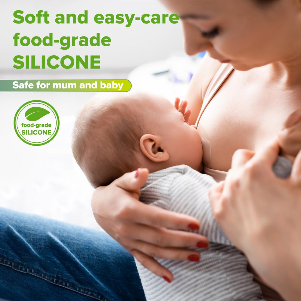 haakaa cut-out design nipple shield close-up highlights skin-to-skin contact.