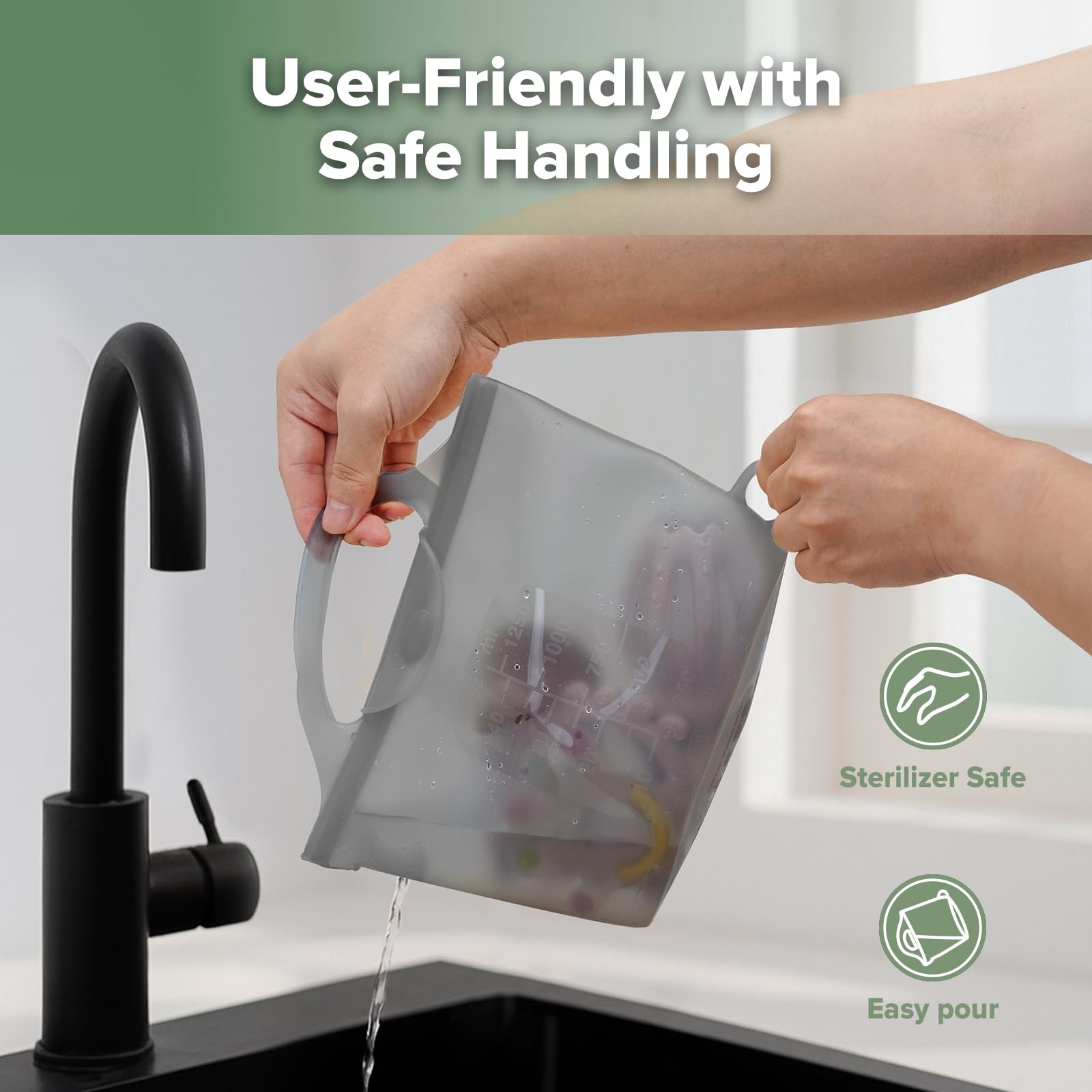 Haakaa On-The-Go steam bag showing 1250ml capacity