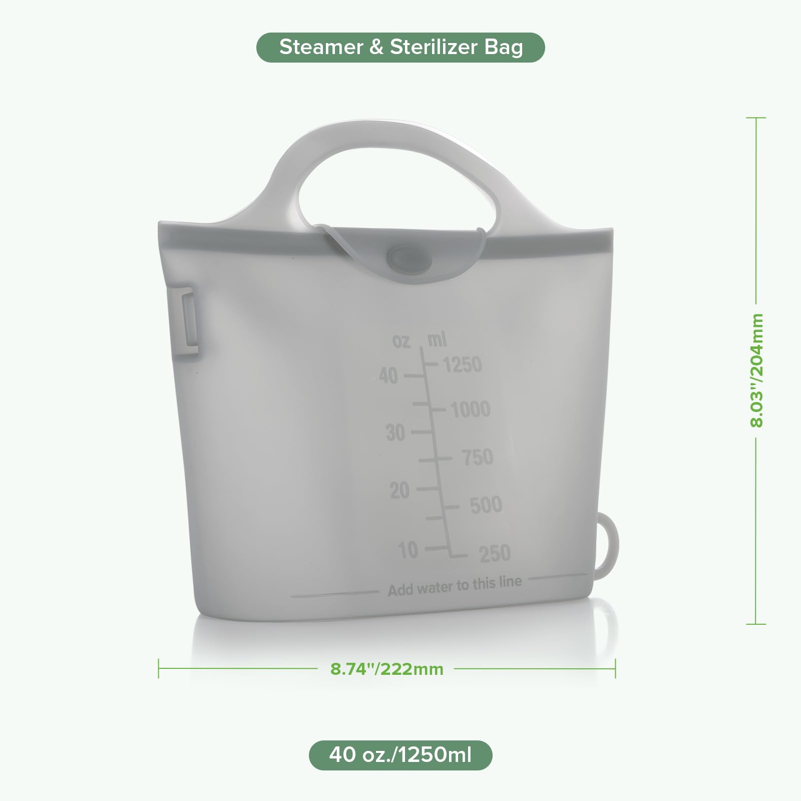 Haakaa On-The-Go steam bag stored in purse for quick on-the-road use