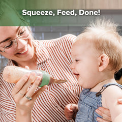 Haakaa one-handed feeding action enabling easy, controlled meals for babies