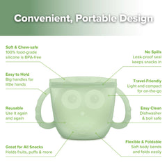Haakaa Oscar Owl snack container is lightweight and travel-friendly