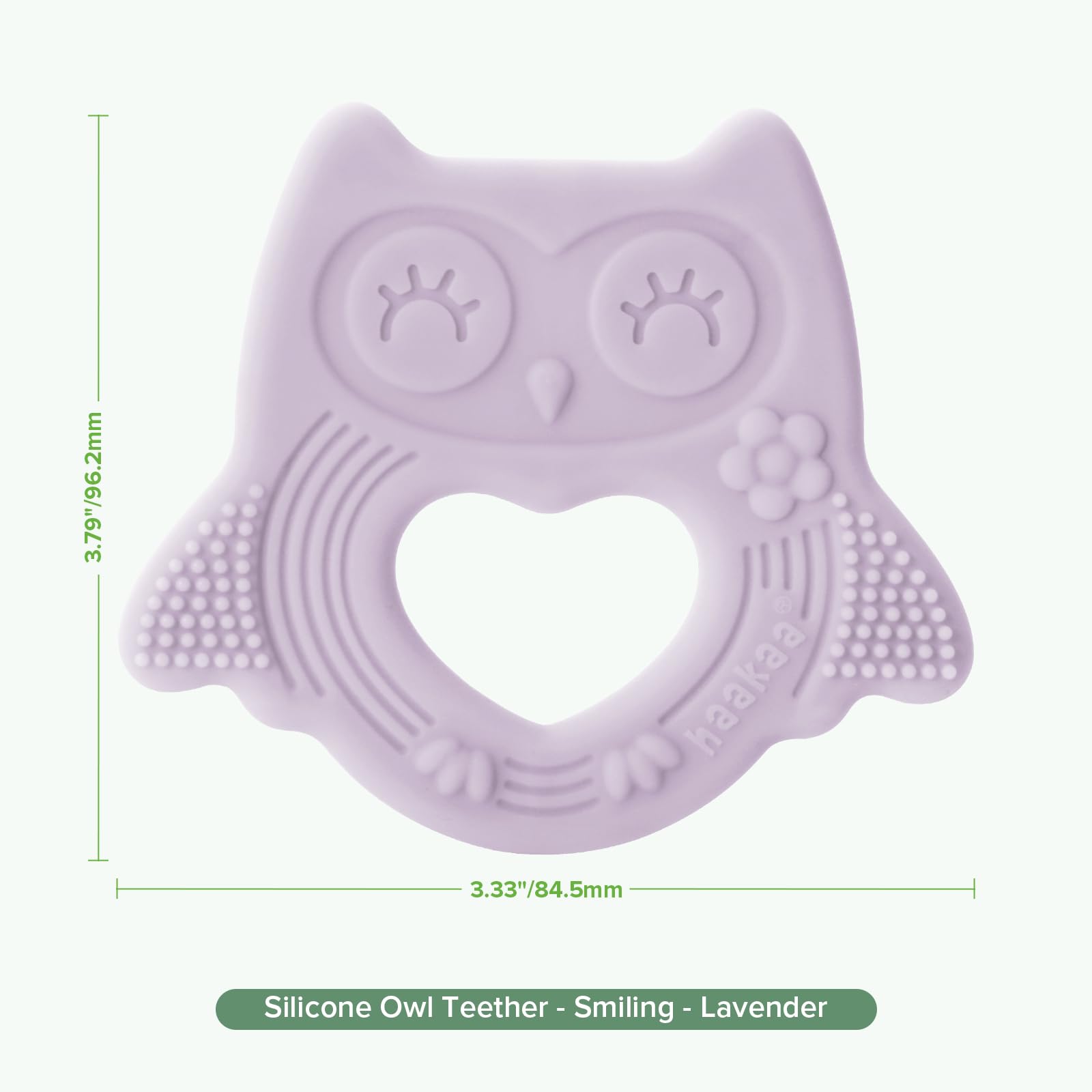 haakaa owl teether BPA-free material provides safe teething play.