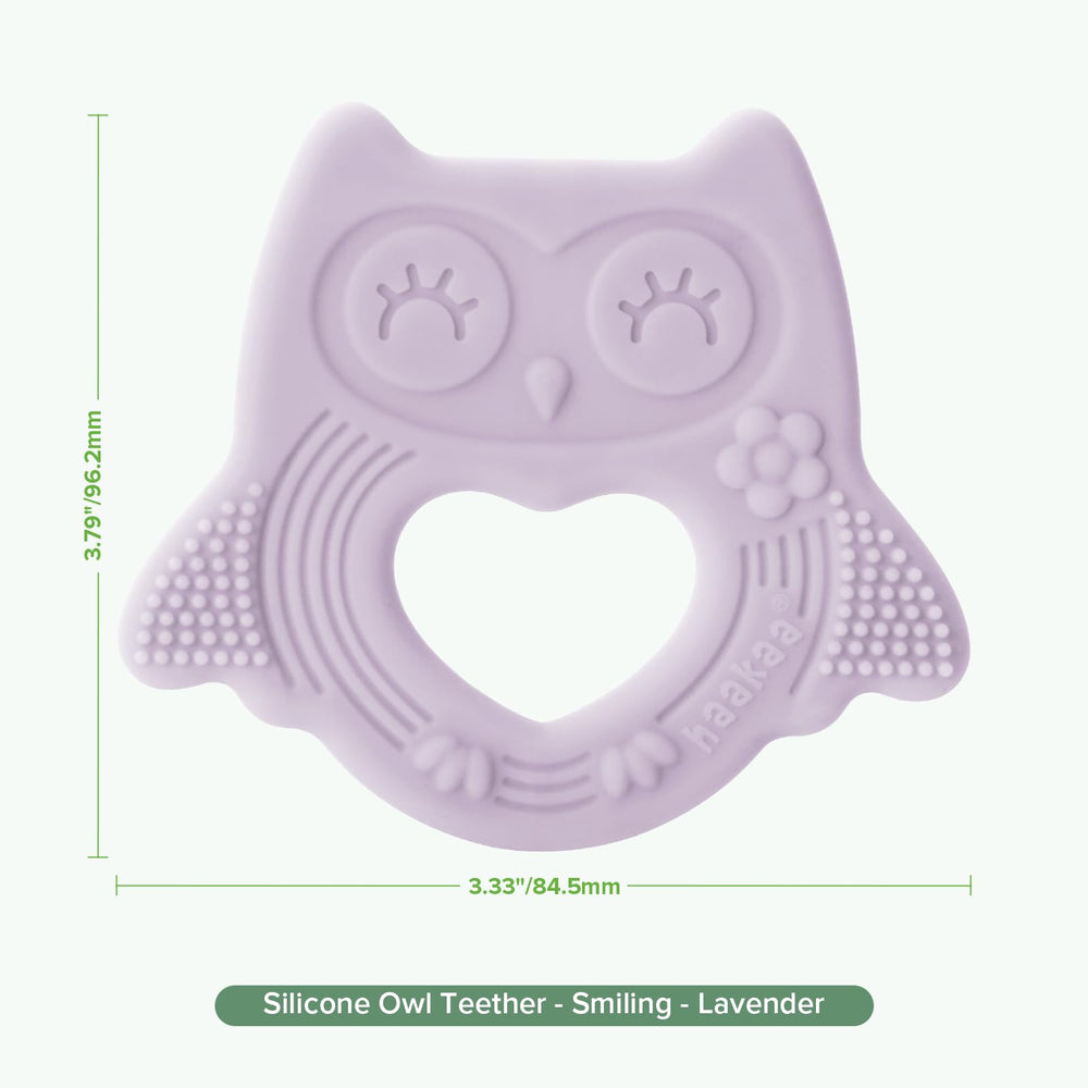 haakaa owl teether BPA-free material provides safe teething play.
