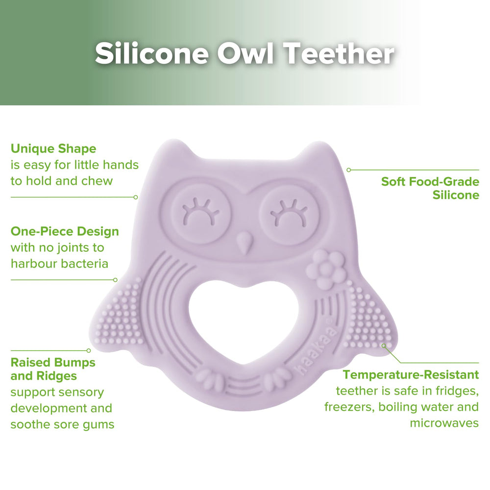 haakaa owl teether fridge-cooling for extra gum relief during teething.