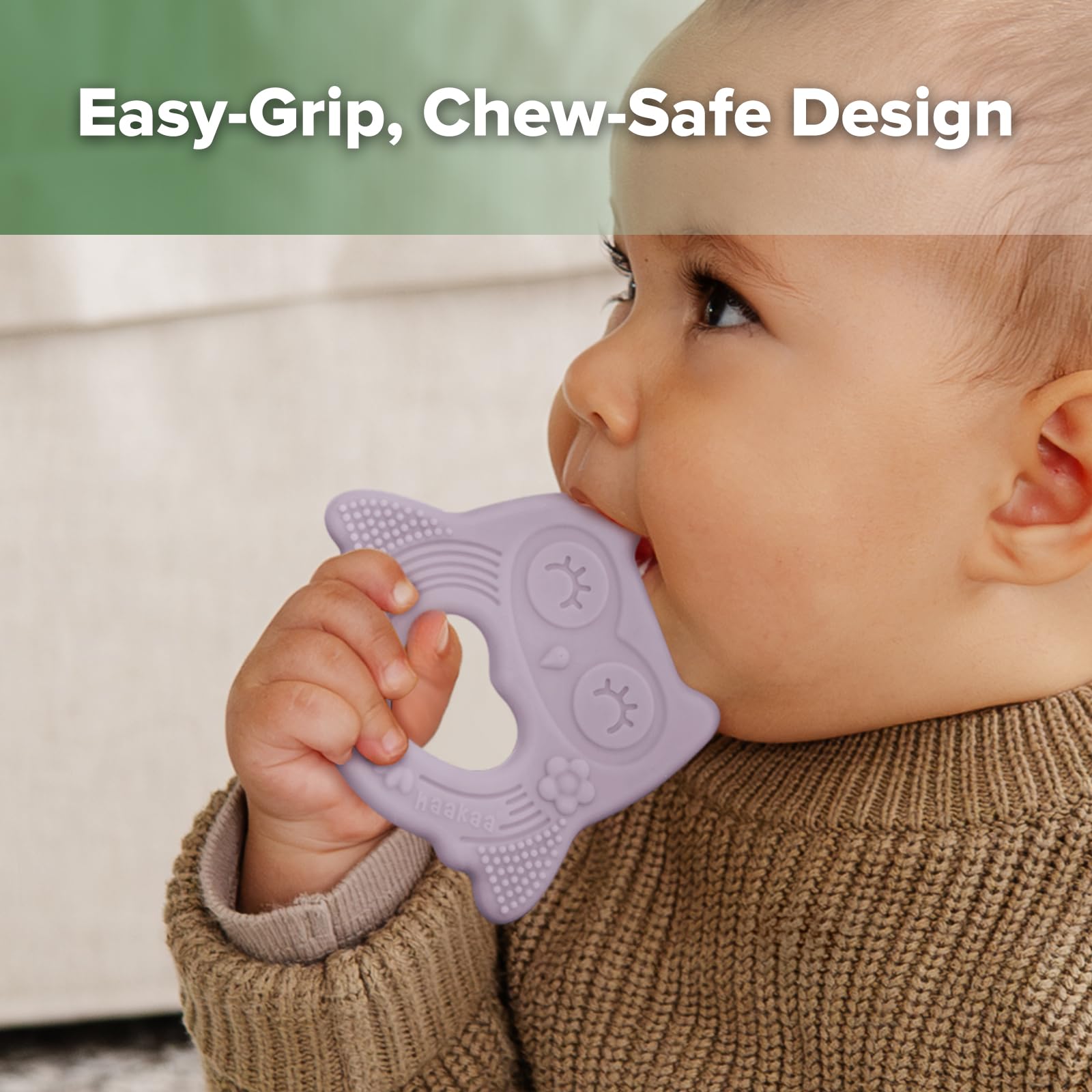 haakaa owl teether one-piece design is easy to clean and sterilize.