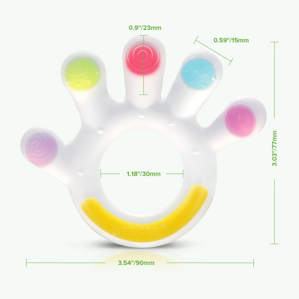 Haakaa Palm Teether BPA-free badge highlighting safe materials.