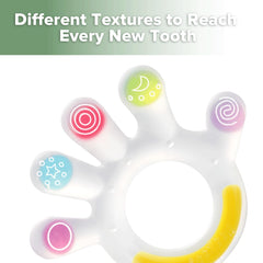 Haakaa Palm Teether easy-grip ring image showing secure hold for baby's hand-eye coordination.