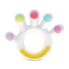 Haakaa Palm Teether soft silicone closeup highlighting safe material for teething babies.