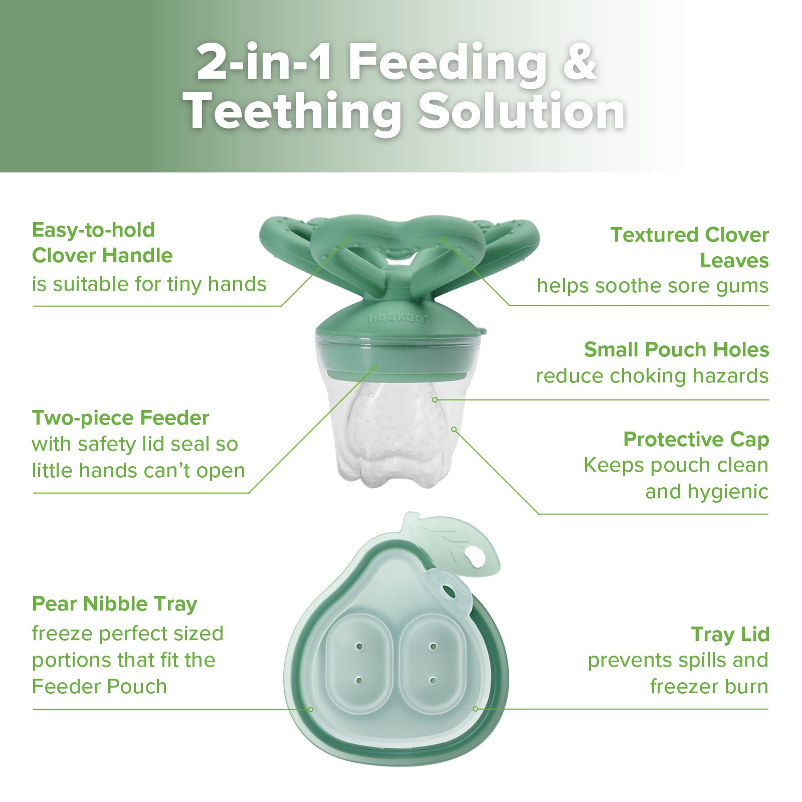 Haakaa popsicle mold close-up reveals frozen breastmilk or purée treats soothing gums.