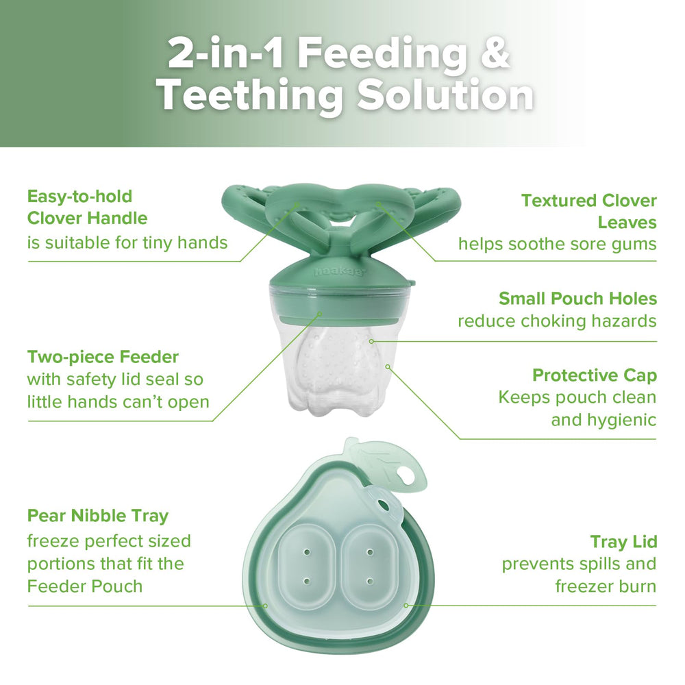 Haakaa popsicle mold close-up reveals frozen breastmilk or purée treats soothing gums.