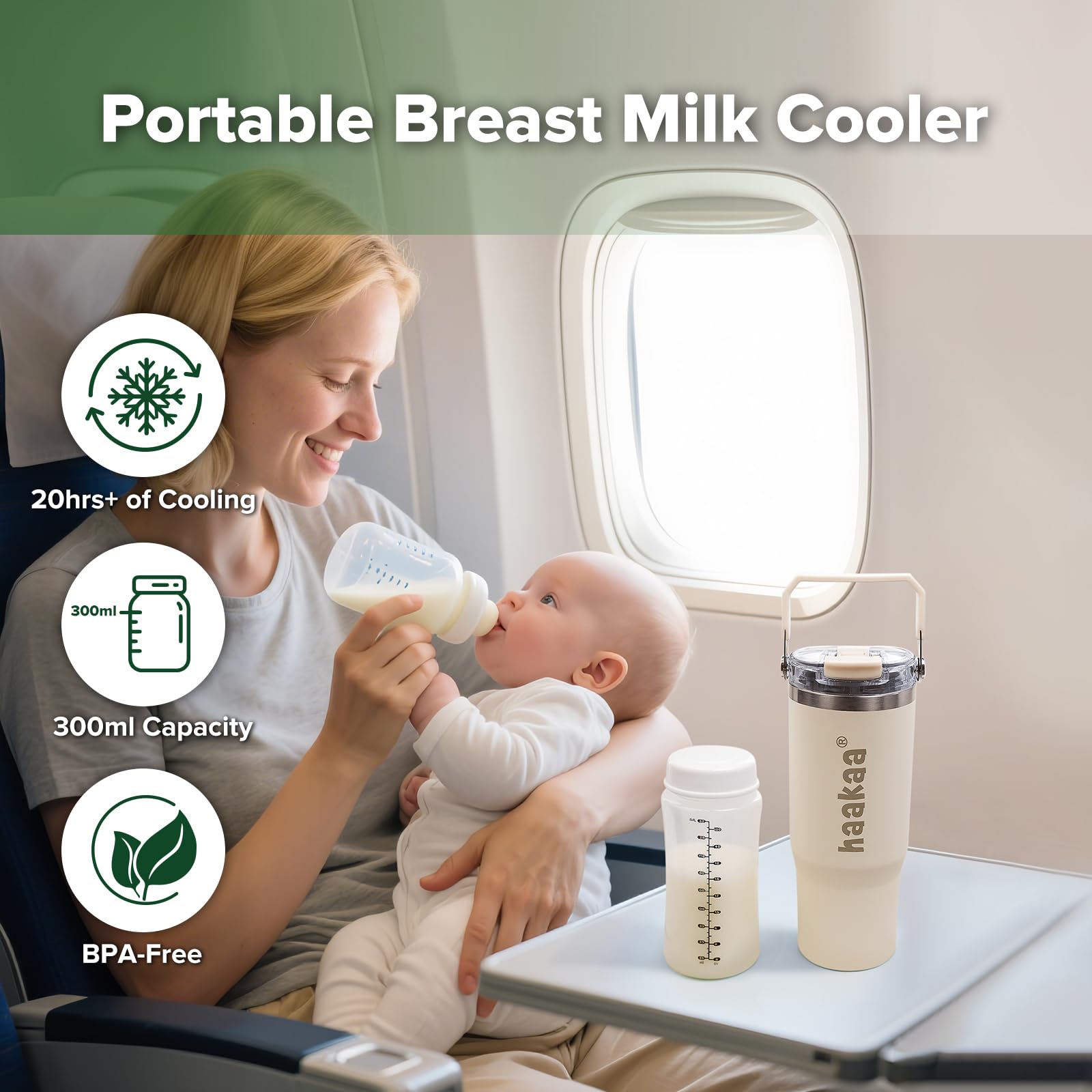 haakaa portable breastmilk cooler inner bottle 300ml for precise milk portions.