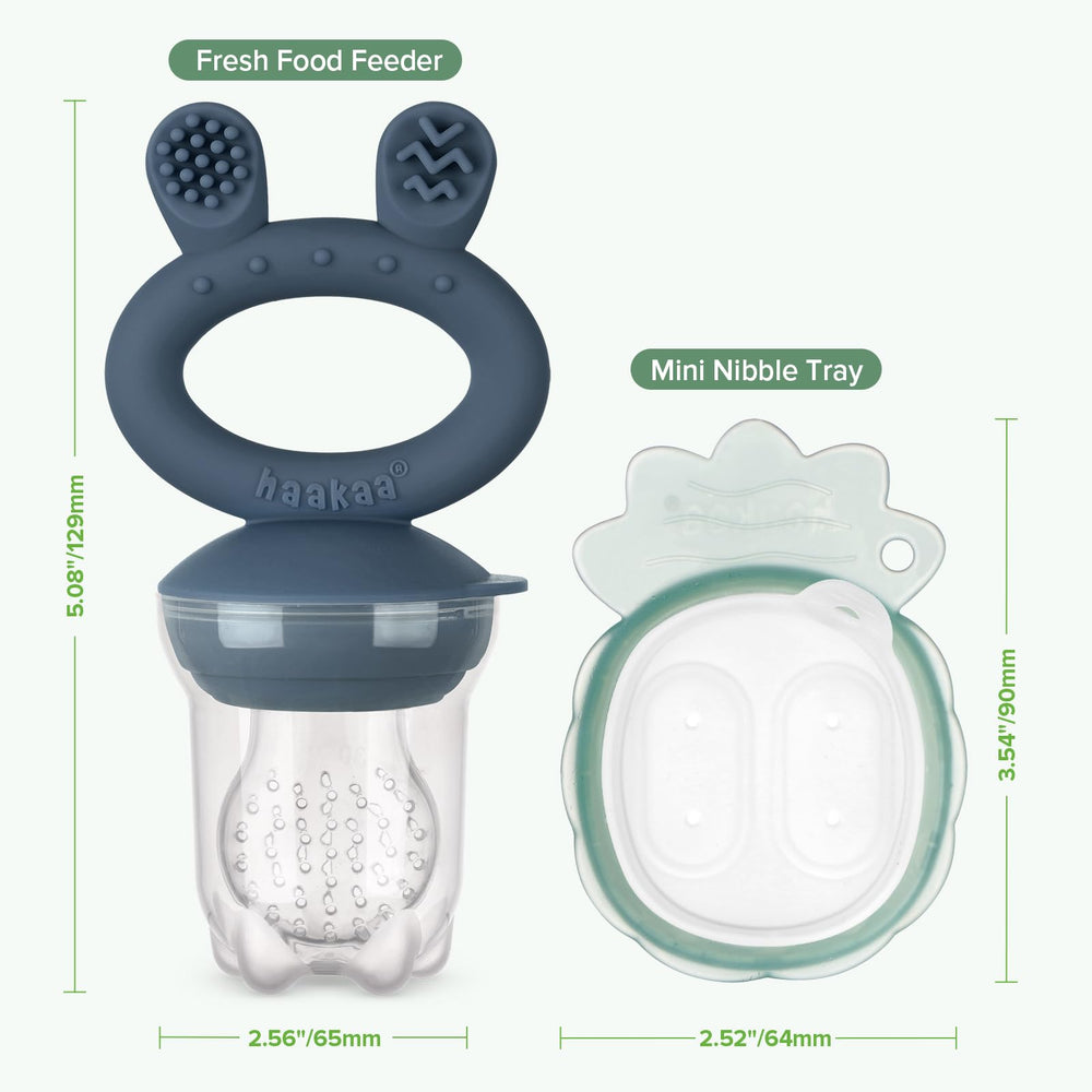 Haakaa portion tray snack serving shows streamlined prep for multiple feedings.