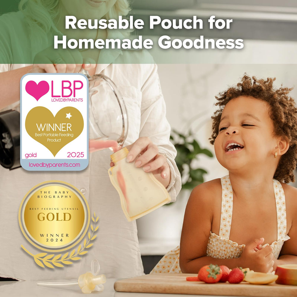 haakaa-pouch spout-lid closed demonstrates leakproof design for on-the-go feeding.
