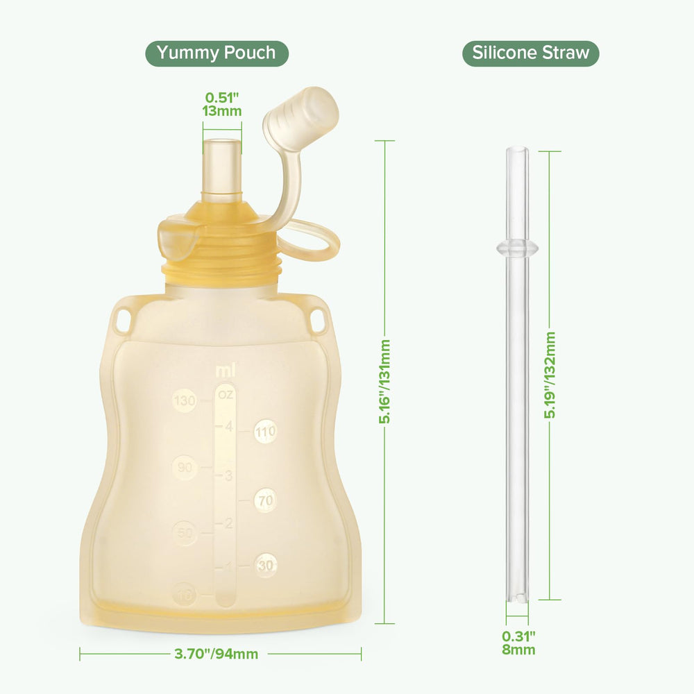 haakaa-pouch-yellow-closeup highlights silicone softness and easy cleanup.
