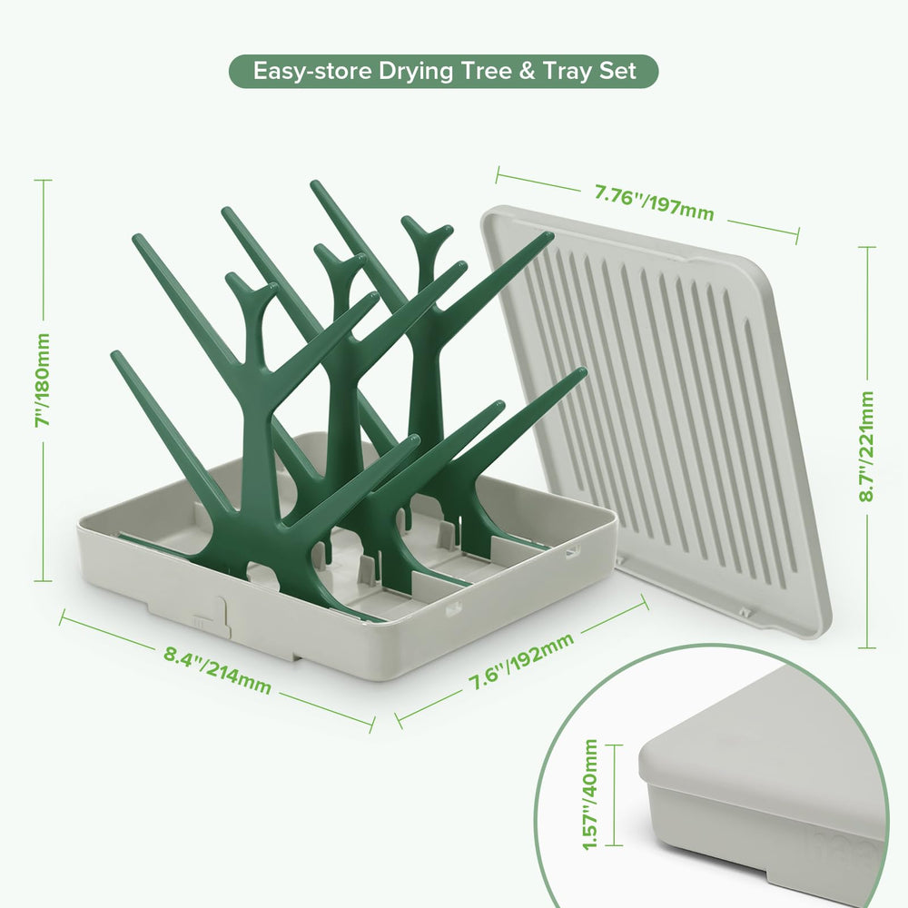 haakaa pump parts on branch trees dry evenly after cleaning.