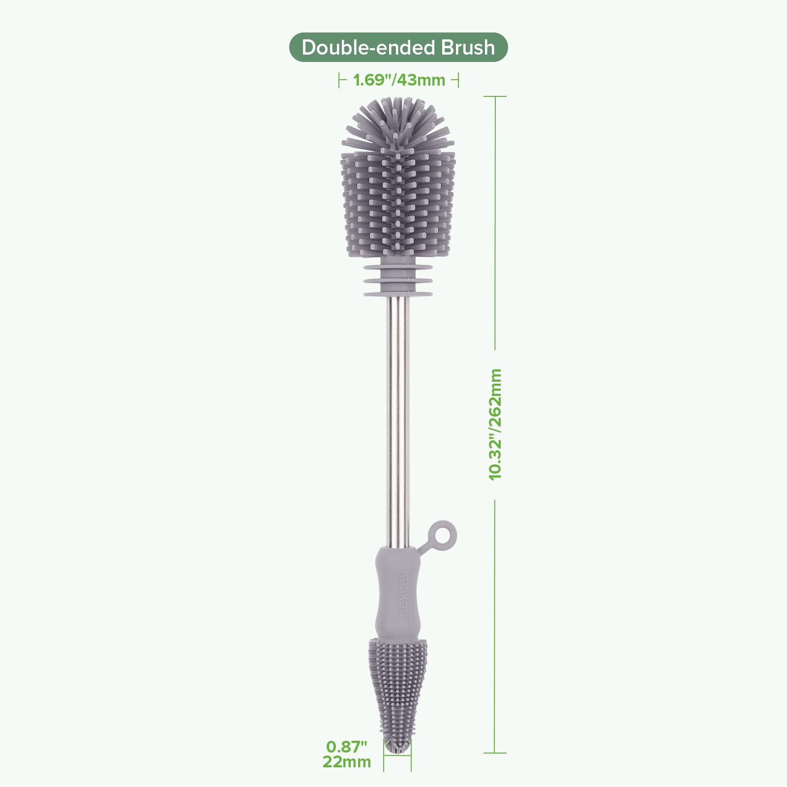 Haakaa removable brush heads simplify cleaning and drying after use.