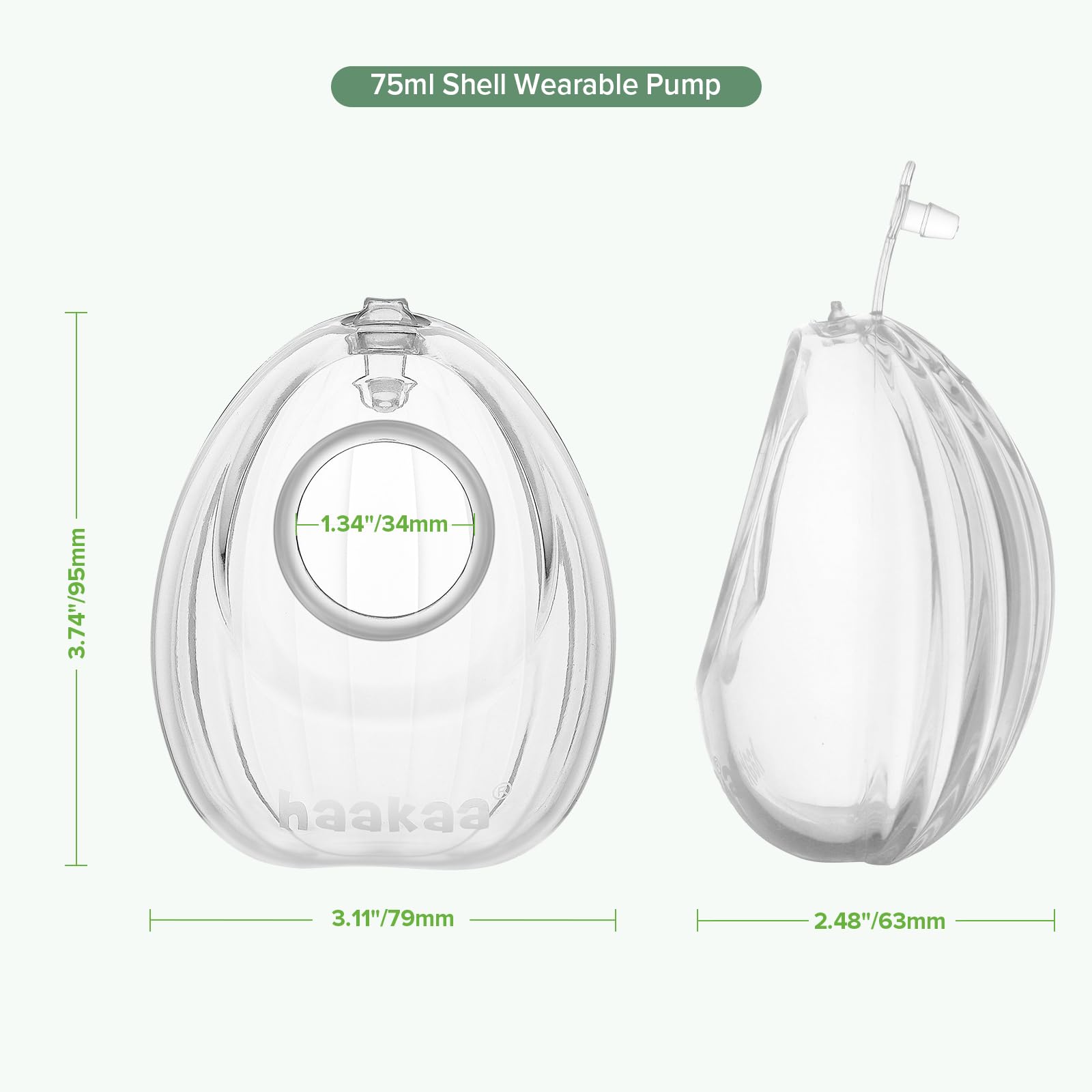 haakaa Shell 75ml capacity supports small stash during outings