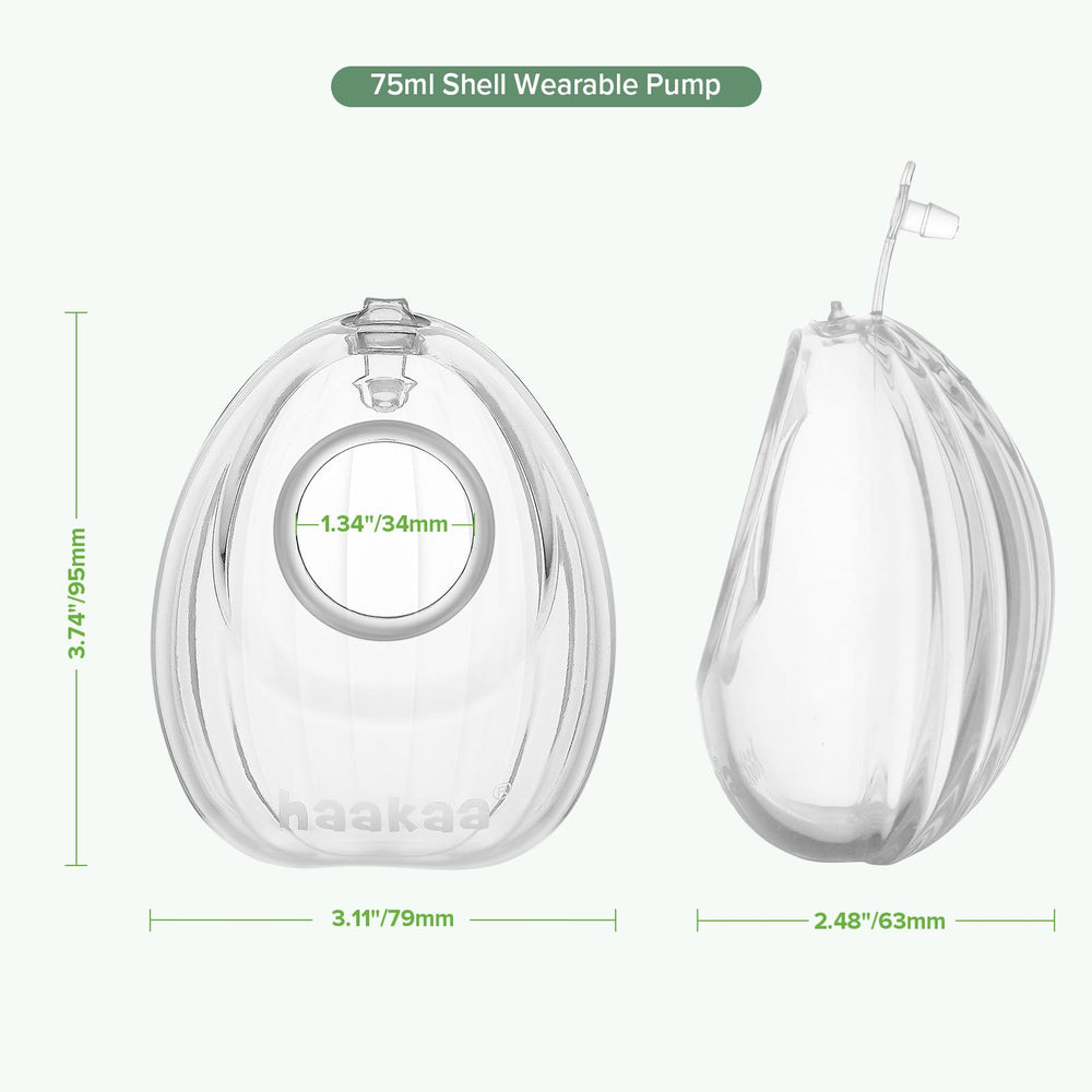 haakaa Shell 75ml capacity supports small stash during outings