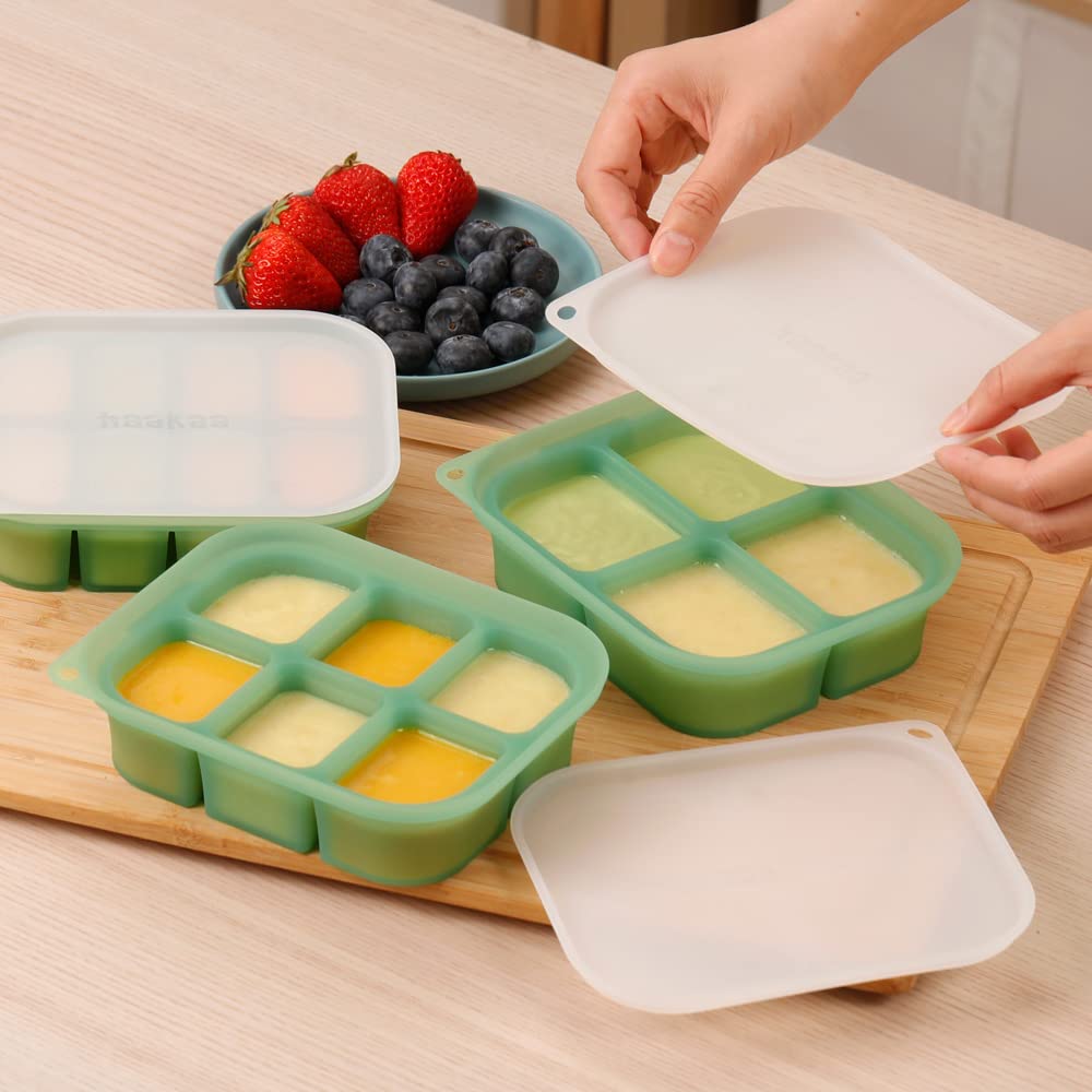 Haakaa Silicone Baby Food Tray label slot aids quick food identification.
