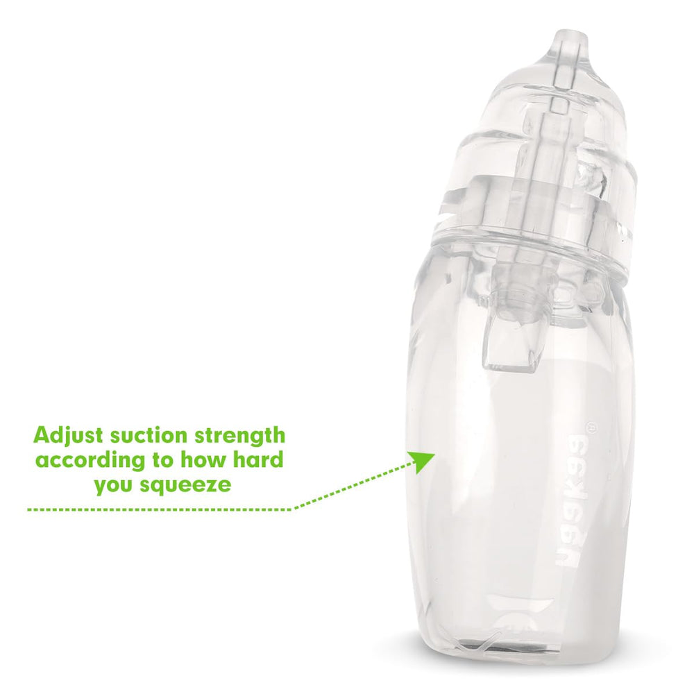 haakaa silicone baby nasal aspirator clear-view chamber shows mucus collected
