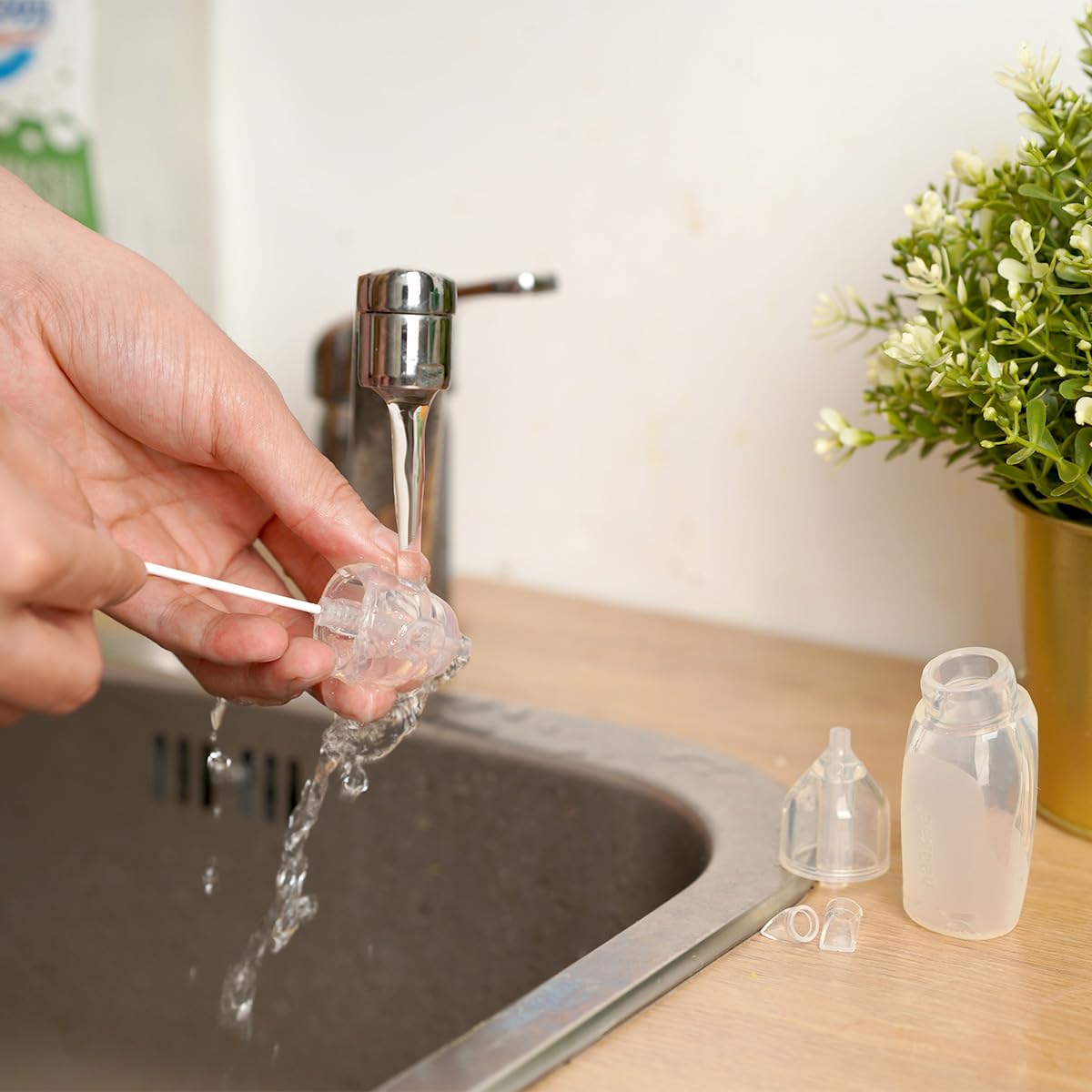 haakaa silicone baby nasal aspirator cleaning brush included for hygiene maintenance