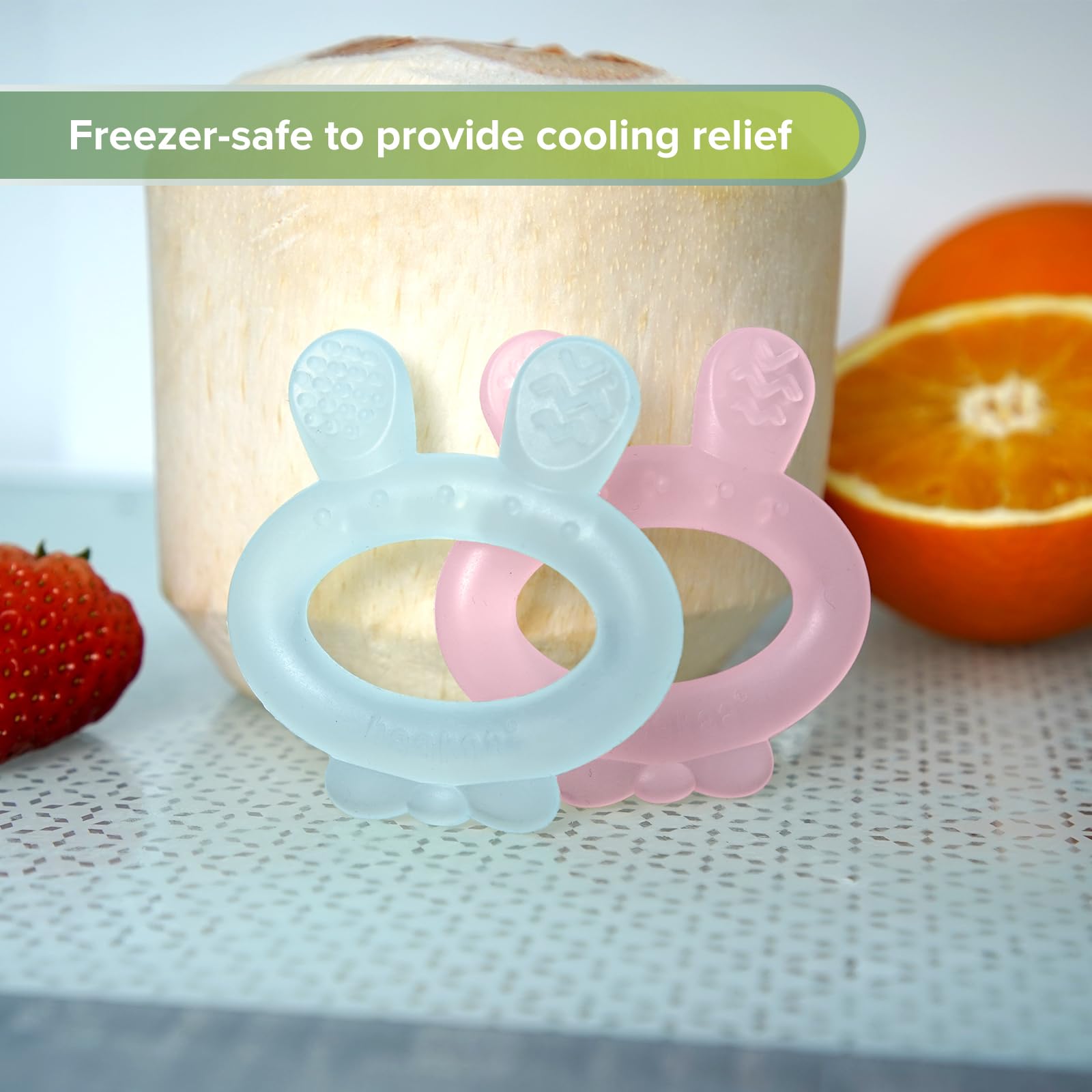 haakaa silicone baby teether pink design for safe chewing
