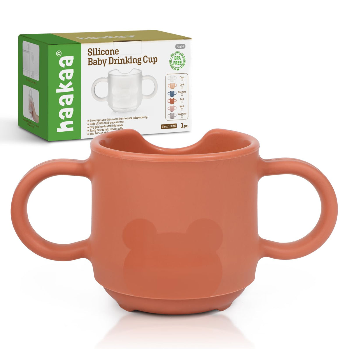 haakaa silicone baby training cup full view shows compact 5 oz design for tiny hands