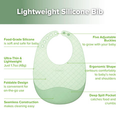 Haakaa silicone bib soft on skin, gentle yet effective against mess