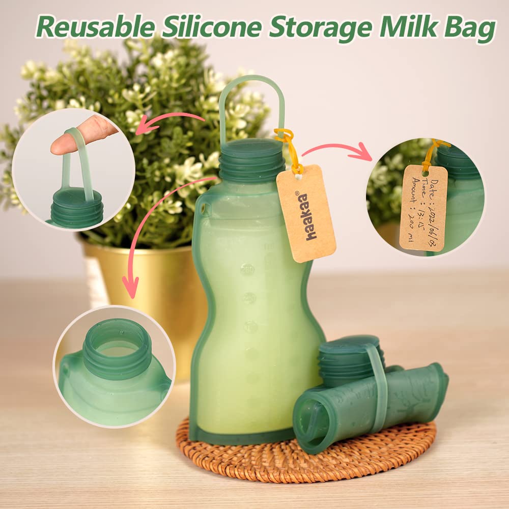 haakaa 9oz bag ideal for transferring milk via pour-and-store process